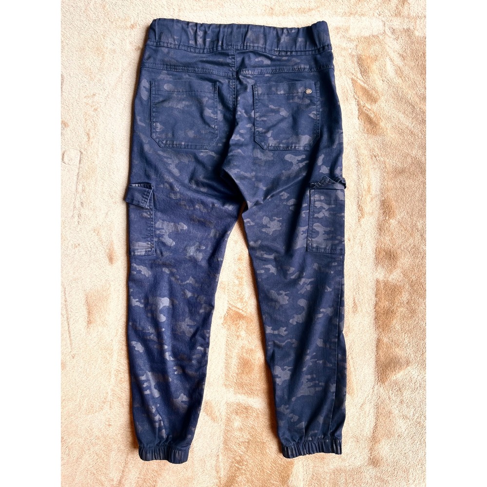 Bevy Flog Women Camo Cargo Jogger Pants Navy Blue Stretch Size 28 Made in Israel - Picture 2 of 7